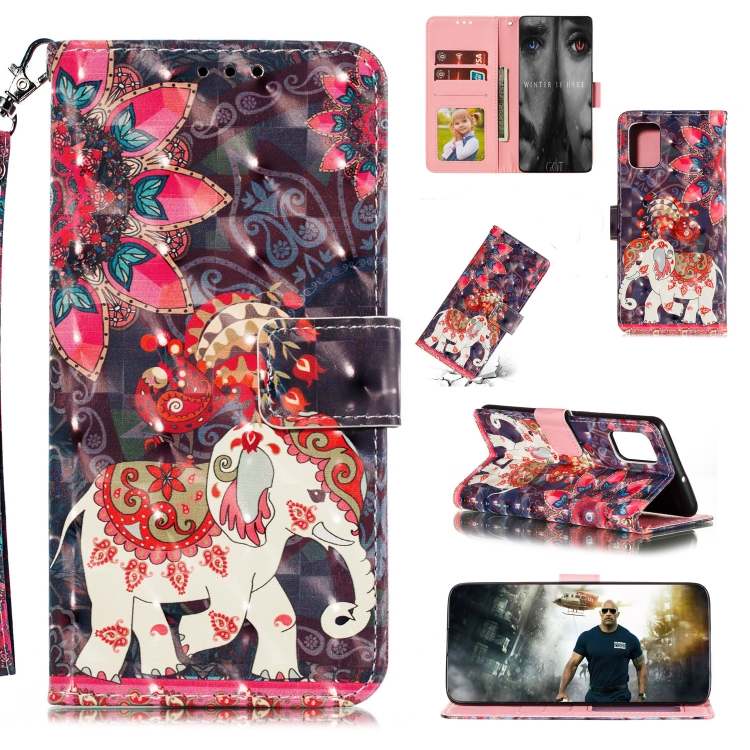 

For Samsung Galaxy Note20 Ultra 3D Painted Pattern Horizontal Flip Leather Case with Holder & Card Slot & Wallet & Photo Frame & Lanyard(Phoenix Elephant)