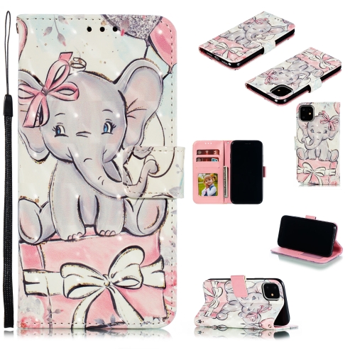 

3D Painted Pattern Horizontal Flip Leather Case with Holder & Card Slot & Wallet & Photo Frame & Lanyard For iPhone 12 mini(Butterfly Elephant)