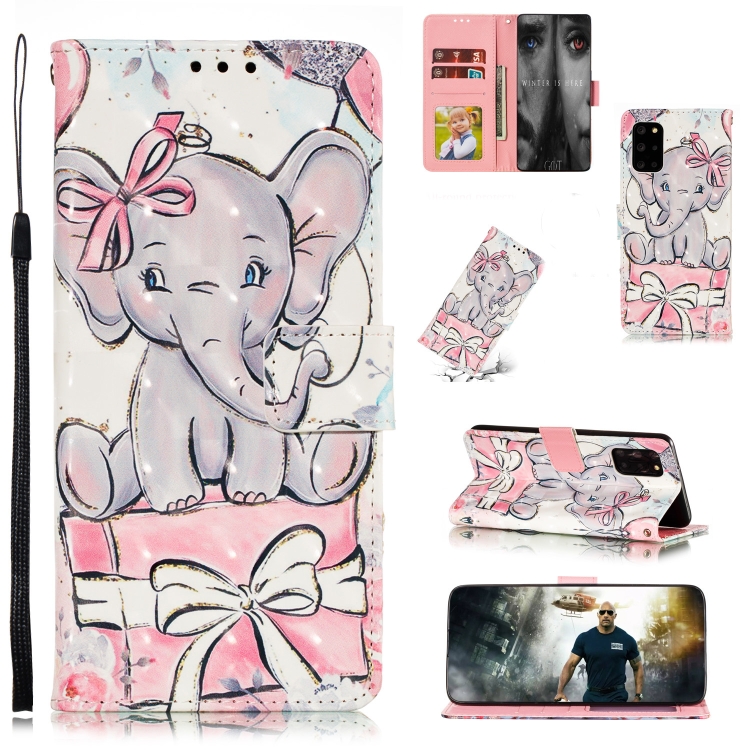 

For Samsung Galaxy Note20 Ultra 3D Painted Pattern Horizontal Flip Leather Case with Holder & Card Slot & Wallet & Photo Frame & Lanyard(Butterfly Elephant)