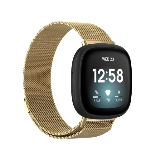 

For Fitbit Versa 3 Milanese Replacement Wrist Strap Watchband, Size:S 202mm(Gold)