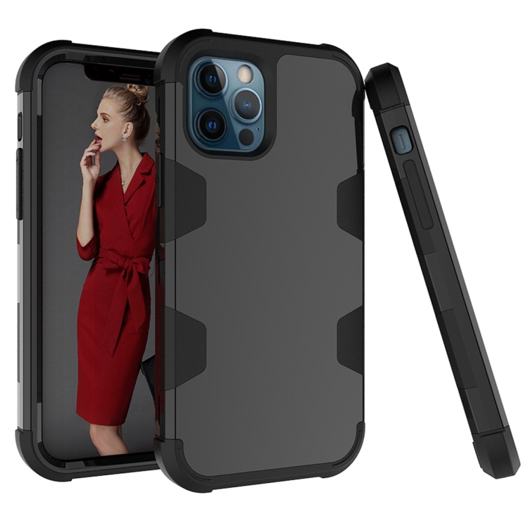 

For iPhone 12 / 12 Pro Contrast Color Silicone + PC Shockproof Case(Black)