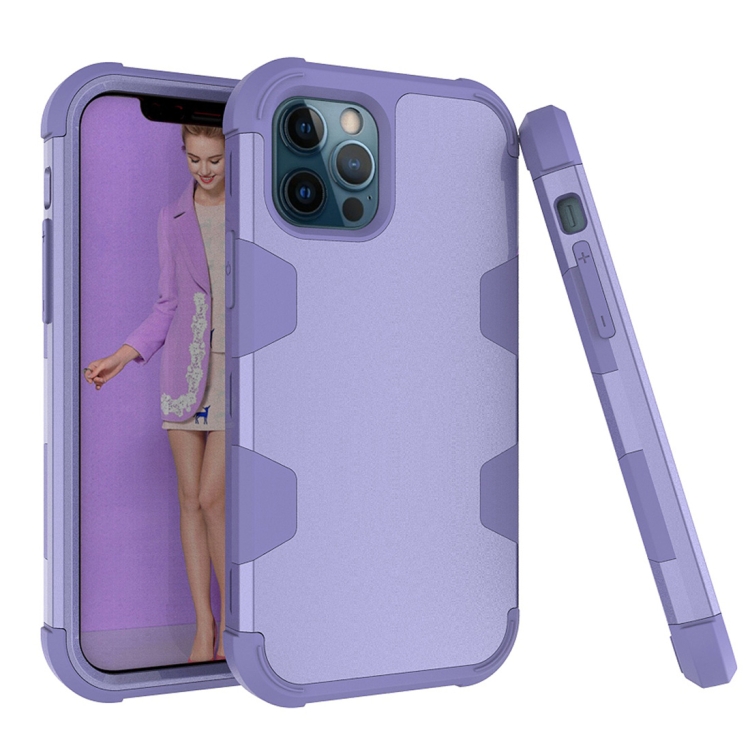 

For iPhone 12 / 12 Pro Contrast Color Silicone + PC Shockproof Case(Purple)