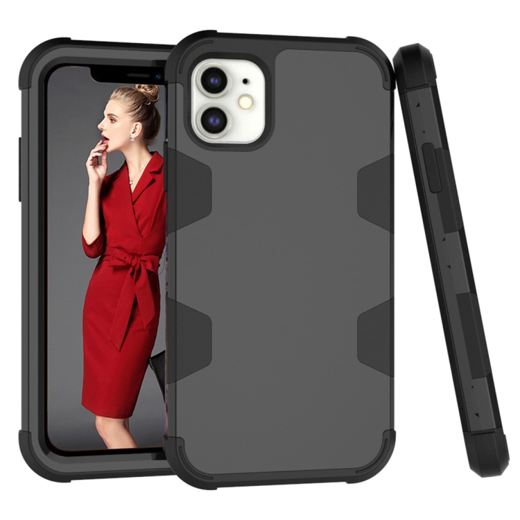 

For iPhone 12 mini Contrast Color Silicone + PC Shockproof Case(Black)