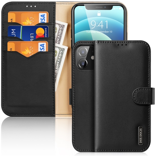

DUX DUCIS Hivo Series Cowhide + PU + TPU Leather Horizontal Flip Case with Holder & Card Slots For iPhone 12(Black)