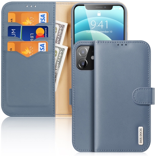 

DUX DUCIS Hivo Series Cowhide + PU + TPU Leather Horizontal Flip Case with Holder & Card Slots For iPhone 12(Light Blue)