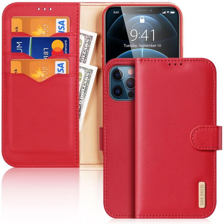 

DUX DUCIS Hivo Series Cowhide + PU + TPU Leather Horizontal Flip Case with Holder & Card Slots For iPhone 12 Pro(Red)