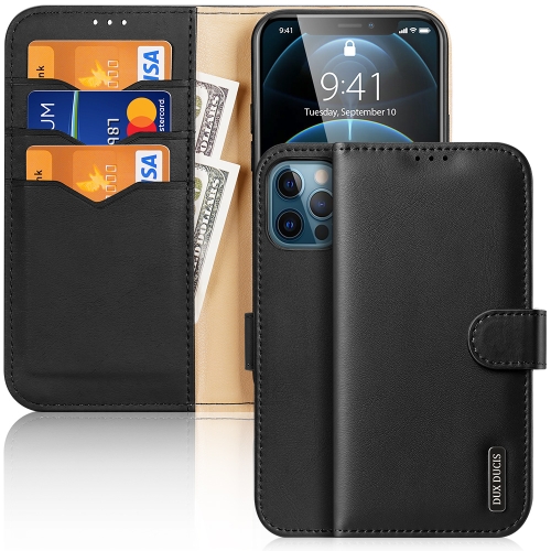 

DUX DUCIS Hivo Series Cowhide + PU + TPU Leather Horizontal Flip Case with Holder & Card Slots For iPhone 12 Pro Max(Black)