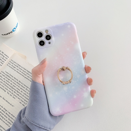 

Shockproo Colorful Glitter Marble Protective Case with Ring Holder For iPhone 12 Pro Max(Pink Blue)