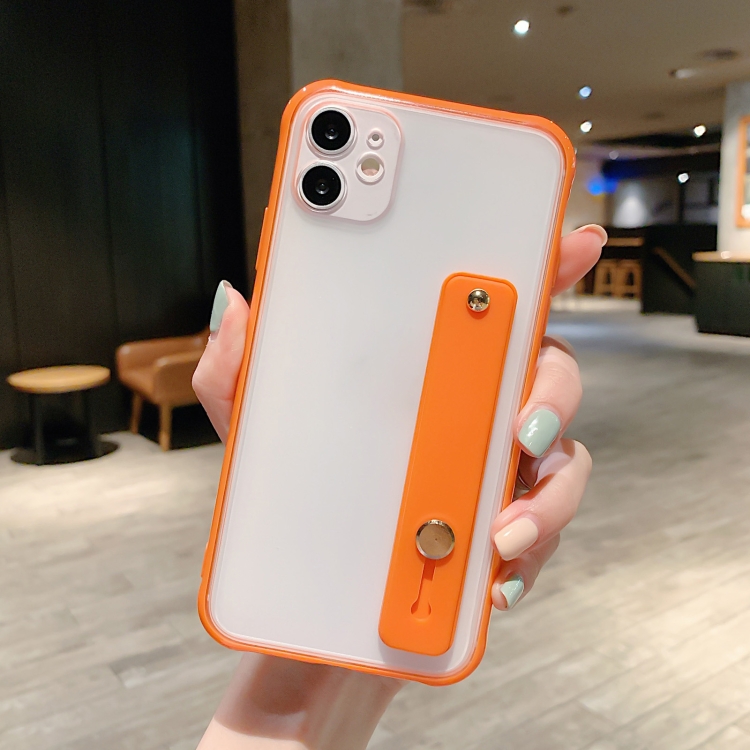

Shockproof Acrylic Protective Case with Wristband Holder For iPhone 11 Pro Max(Orange)