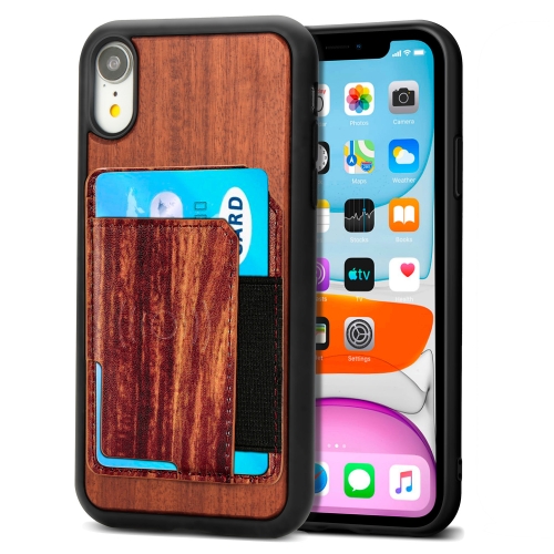 

Wood Grain PU+TPU Protective Case with Card Slot For iPhone X / XS(Rosewood)