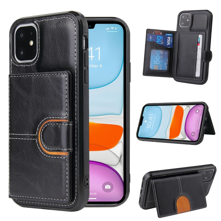 

PU + TPU + PC Shockproof Back Cover Case with Card Slot & Holder For iPhone 11 Pro(Black)