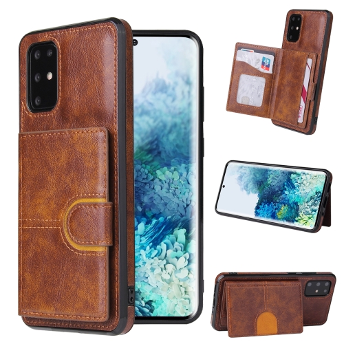 

For Huawei P40 PU + TPU + PC Shockproof Back Cover Case with Card Slot & Holder(Brown)