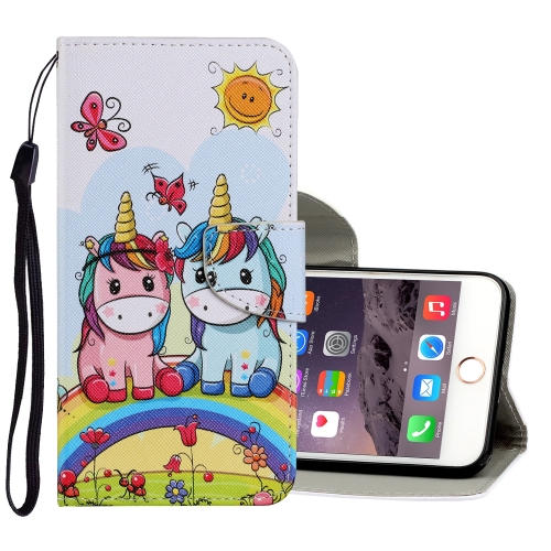 

Coloured Drawing Pattern Horizontal Flip PU Leather Case with Holder & Card Slots & Wallet & Lanyard For iPhone 6 Plus & 6s Plus(Couple Unicorn)