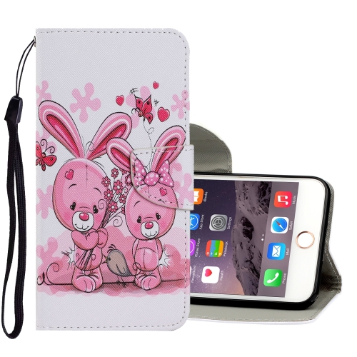 

Coloured Drawing Pattern Horizontal Flip PU Leather Case with Holder & Card Slots & Wallet & Lanyard For iPhone 8 & 7(Cute Rabbit)