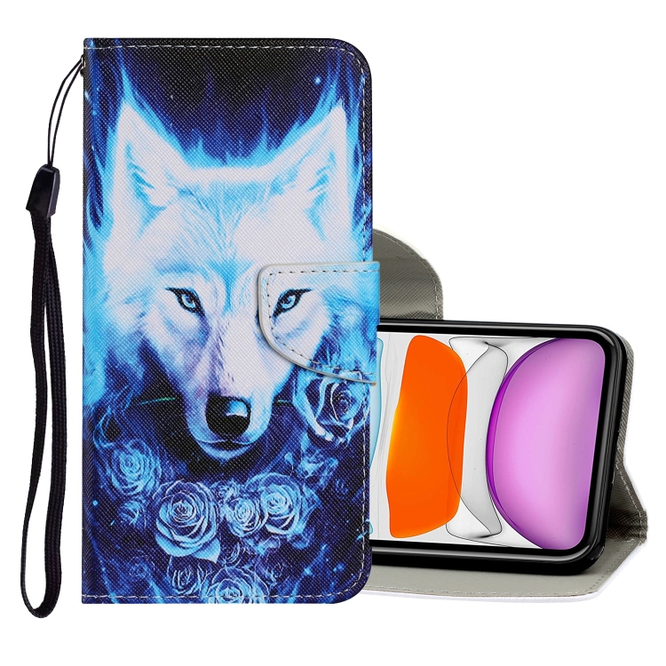 

Coloured Drawing Pattern Horizontal Flip PU Leather Case with Holder & Card Slots & Wallet & Lanyard For iPhone 11(Rose Wolf)
