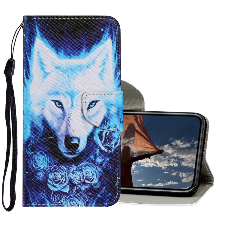 

Coloured Drawing Pattern Horizontal Flip PU Leather Case with Holder & Card Slots & Wallet & Lanyard For iPhone X / XS(Rose Wolf)
