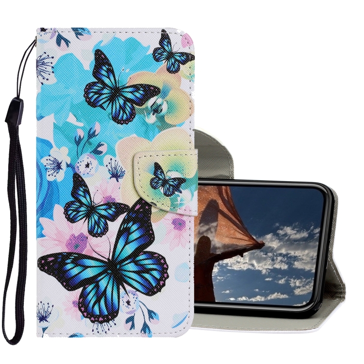 

Coloured Drawing Pattern Horizontal Flip PU Leather Case with Holder & Card Slots & Wallet & Lanyard For iPhone X / XS(Purple Butterfly)