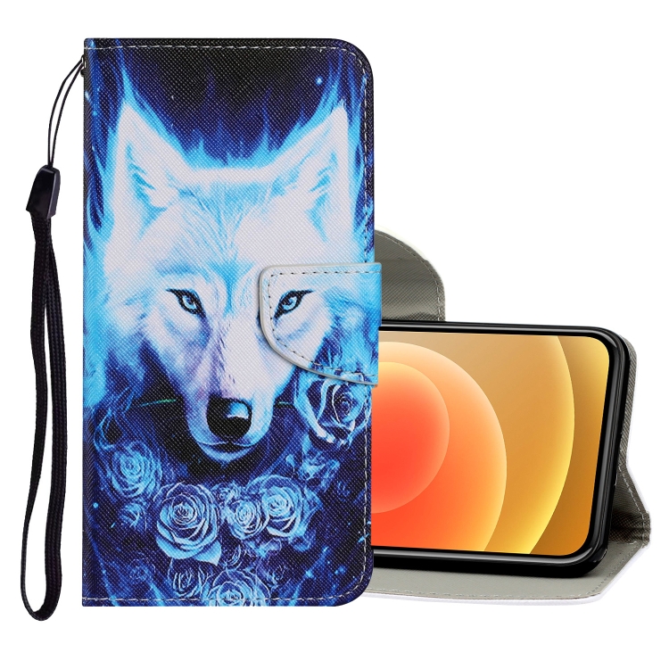 

Coloured Drawing Pattern Horizontal Flip PU Leather Case with Holder & Card Slots & Wallet & Lanyard For iPhone 12 mini(Rose Wolf)