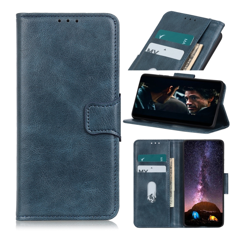 

For Motorola Moto G9 Play Mirren Crazy Horse Texture Horizontal Flip Leather Case with Holder & Card Slots & Wallet(Blue)
