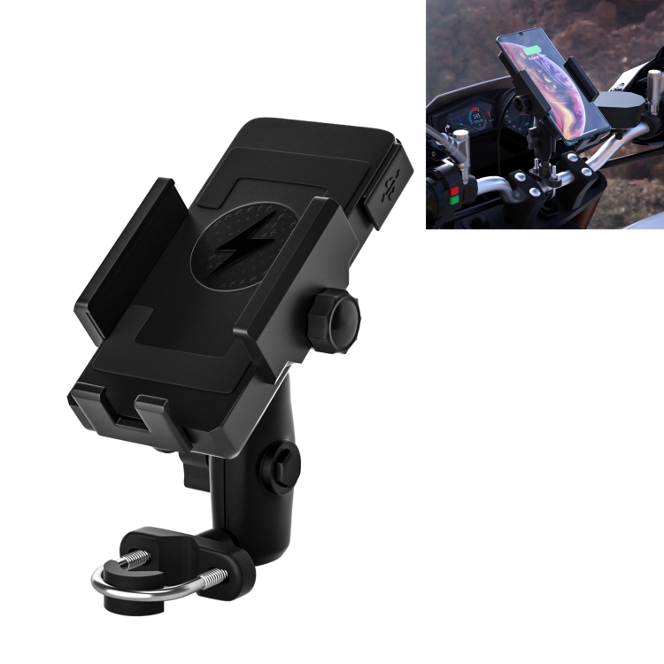 

WUPP CS-1135A2 Motorcycle Adjustable Wireless Charging Mobile Phone Holder Bracket, Double Tap Buckle Version