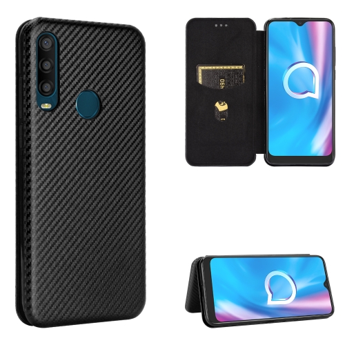 

For Alcatel 1SE 2020 Carbon Fiber Texture Magnetic Horizontal Flip TPU + PC + PU Leather Case with Card Slot(Black)