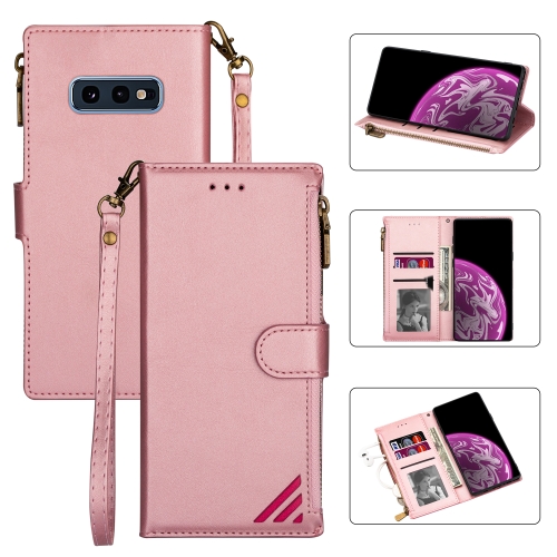 

For Samsung Galaxy S10e Zipper Multi-card Slots Horizontal Flip PU Leather Case with Holder & Card Slots & Wallet & Lanyard & Photo Frame(Rose Gold)