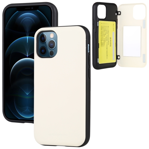 

GOOSPERY MAGNETIC DOOR BUMPER Magnetic Catche Shockproof Soft TPU + PC Case With Card Slot For iPhone 12 / 12 Pro(White)