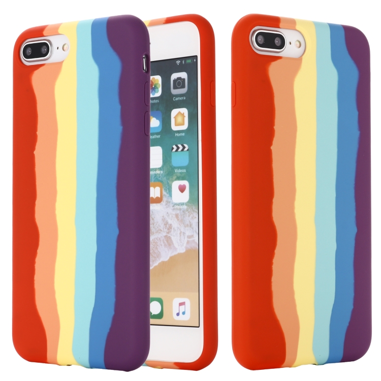 

Rainbow Liquid Silicone Shockproof Full Coverage Protective Case For iPhone 7 Plus / 8 Plus