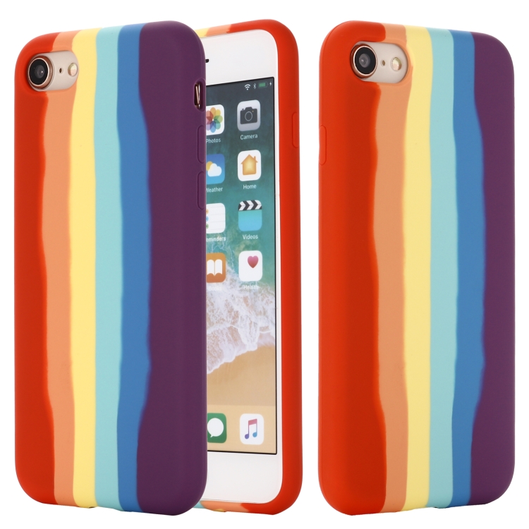 

Rainbow Liquid Silicone Shockproof Full Coverage Protective Case For iPhone SE 2020 / 8 / 7