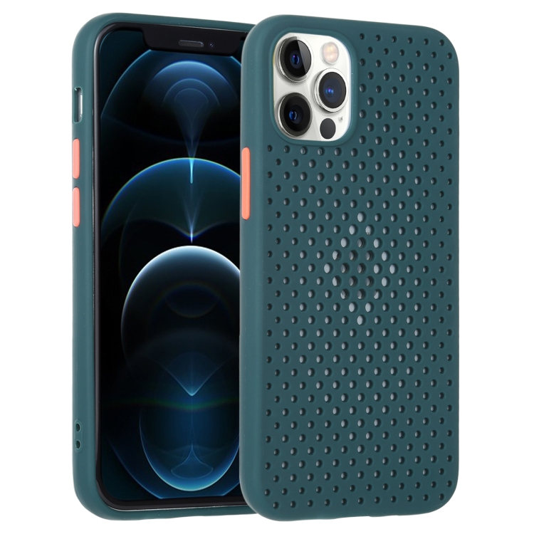 

All-inclusive Shockproof Breathable TPU Protective Case For iPhone 12 Pro Max(Dark Green)