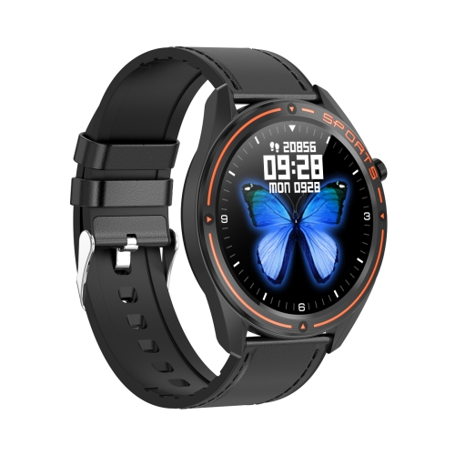 

WB02 1.3 inch TFT Screen IP68 Waterproof Smart Watch, Support Sleep Monitor / Heart Rate Monitor / Blood Pressure Monitoring, Style:Black Bezel Orange Letter(Black Leather Strap)