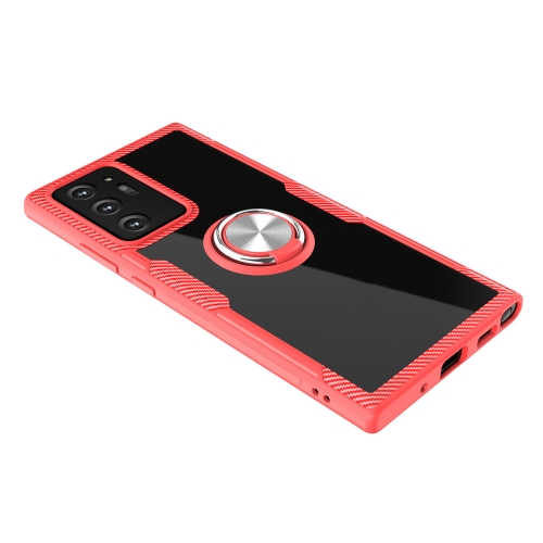 

For Samsung Galaxy Note 20 Pro Shockproof Transparent TPU + Acrylic Protective Case, with Ring Holder(Red)