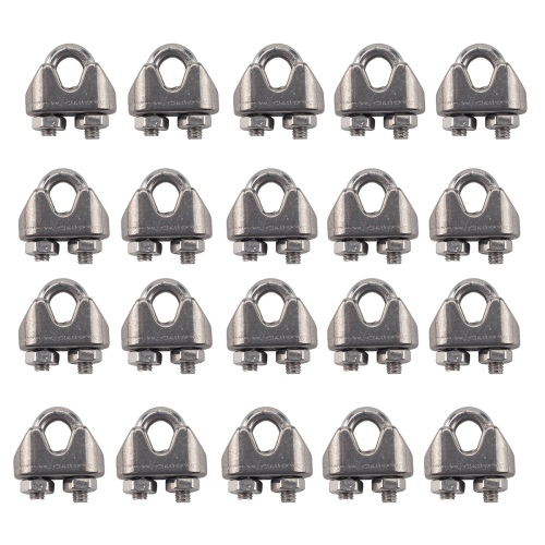 

20 PCS M8 Stainless Steel 304 Wire Rope Cable Clip Clamp