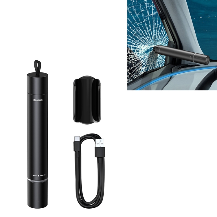 

5 PCS Baseus 2200mAh Savior Window Breaking Flashlight with Fixed Base & USB to Micro USB Charging Data Cable(Black)