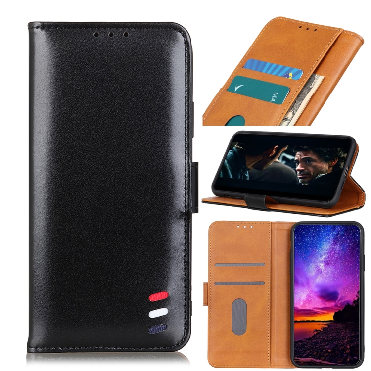 

For Samsung Galaxy M51 3-Color Pearl Texture Magnetic Buckle Horizontal Flip PU Leather Case with Card Slots & Wallet & Holder(Black)