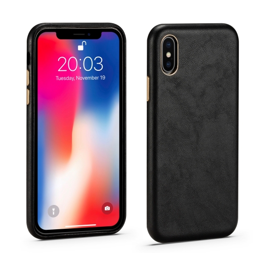 

Lambskin Texture Four-Corner Full Coverage Leather + Metal Protective Case For iPhone X / XS(Black)