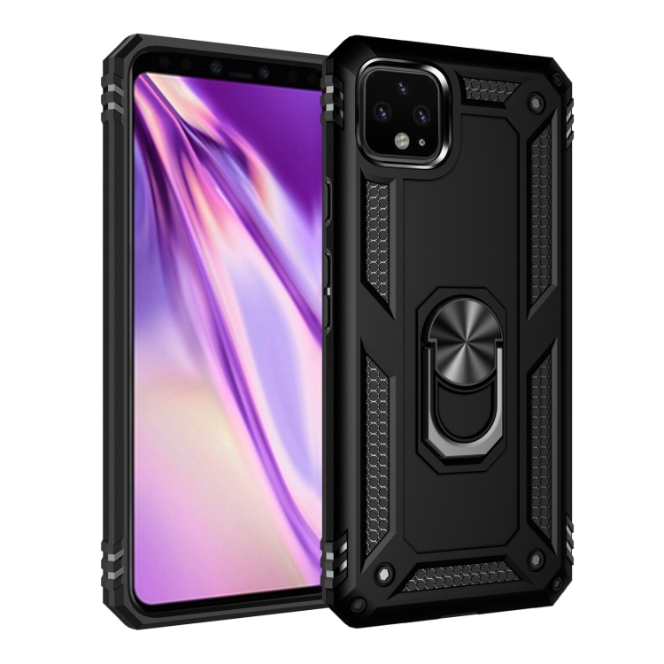 

For Google Pixel 4XL Shockproof TPU + PC Protective Case with 360 Degree Rotating Holder(Black)