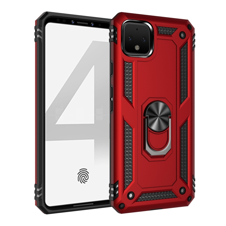

For Google Pixel 4 Shockproof TPU + PC Protective Case with 360 Degree Rotating Holder(Red)
