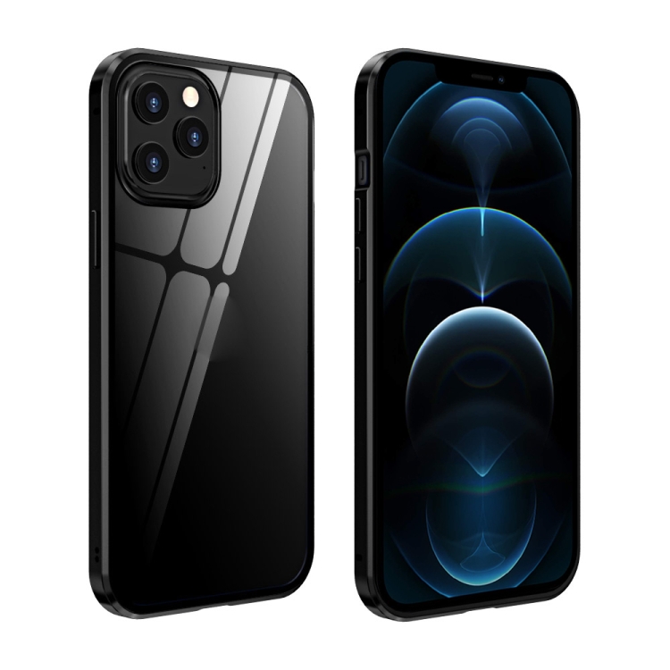 

Double Sides Tempered Glass Magnetic Adsorption Metal Frame Anti-peep Screen Case For iPhone 12 Pro Max(Black)