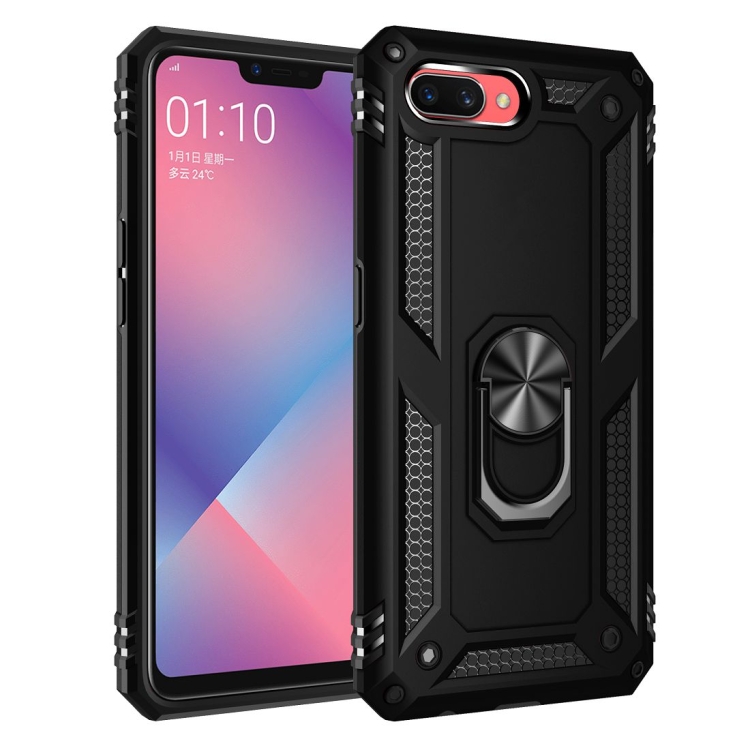 

For OPPO A5 / A3s Shockproof TPU + PC Protective Case with 360 Degree Rotating Holder(Black)