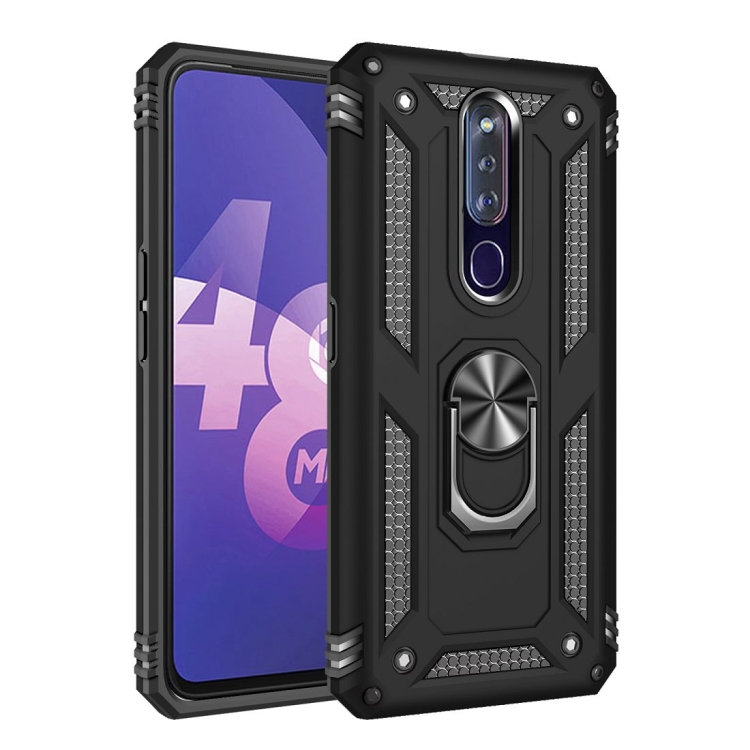 

For OPPO F11 Pro Shockproof TPU + PC Protective Case with 360 Degree Rotating Holder(Black)