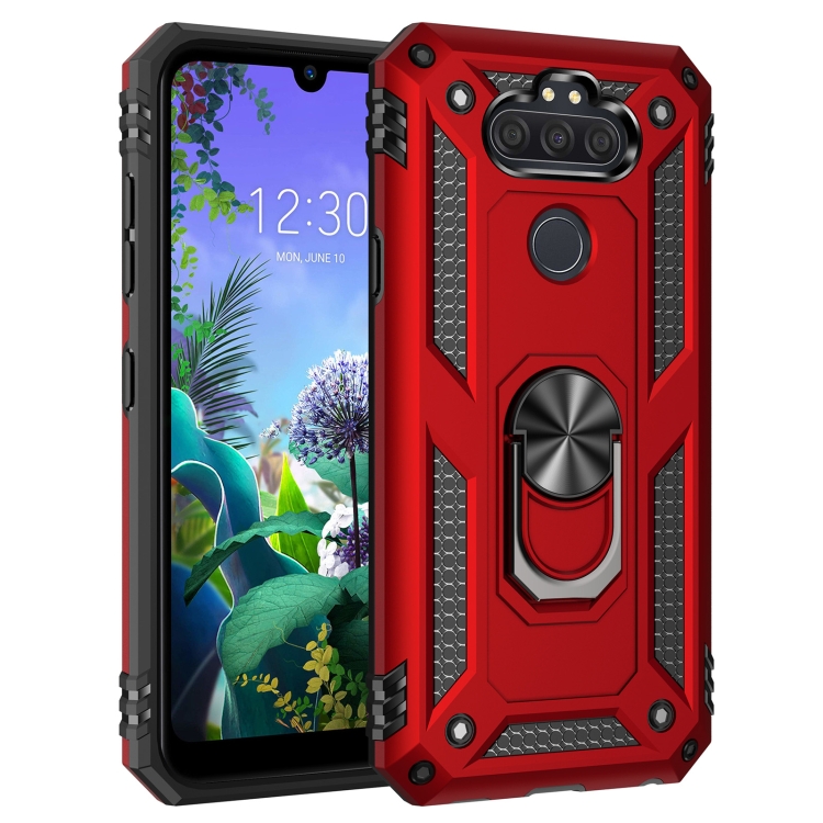 

For LG Aristo 5 Shockproof TPU + PC Protective Case with 360 Degree Rotating Holder(Red)