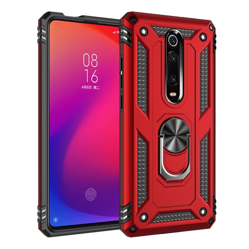 

For LG K20 (2019) Shockproof TPU + PC Protective Case with 360 Degree Rotating Holder(Red)