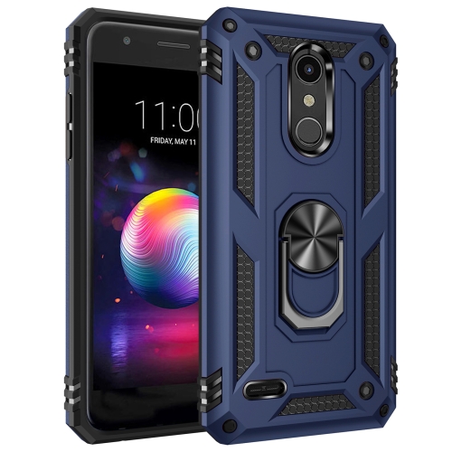 

For LG K30 Shockproof TPU + PC Protective Case with 360 Degree Rotating Holder(Blue)
