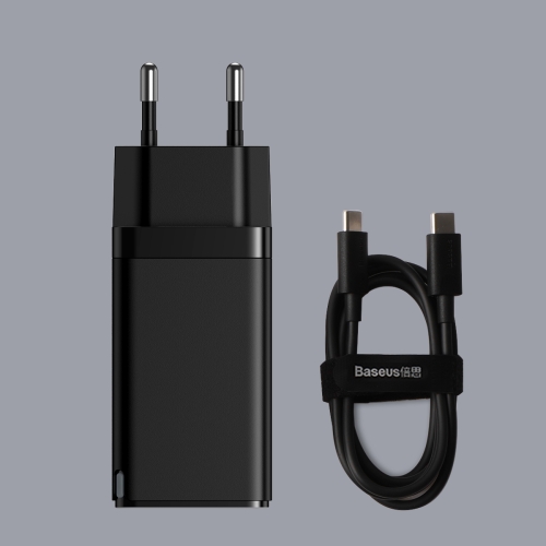 

Baseus CCGAN2P-B01 65W Dual USB-C / Type-C + USB GaN2 Pro Quick Charging Travel Charger with USB-C / Type-C Charging Cable, EU Plug(Black)