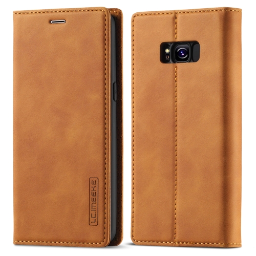 

For Samsung Galaxy S8 LC.IMEEKE Strong Magnetism Ultra-thin Horizontal Flip Shockproof Matte TPU + PU Leather Case with Holder & Card Slots & Wallet(Brown)