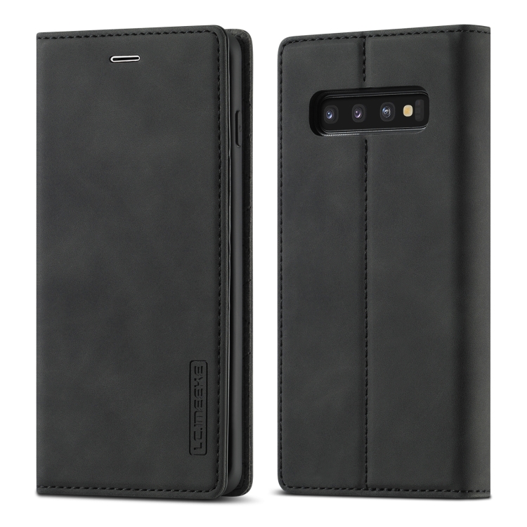 

For Samsung Galaxy S10+ LC.IMEEKE Strong Magnetism Ultra-thin Horizontal Flip Shockproof Matte TPU + PU Leather Case with Holder & Card Slots & Wallet(Black)
