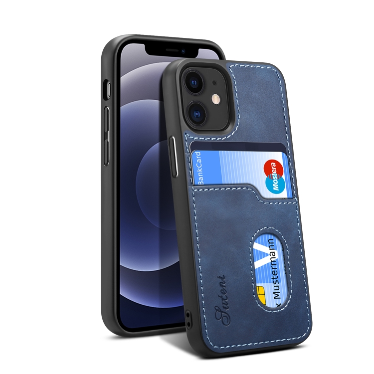 

H09 TPU + PU Leather Shockproof Protective Case with Card Slots For iPhone 12 / 12 Pro(Blue)