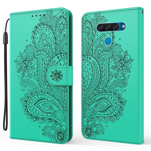 

For LG K50 / Q60 3D Peacock Embossed Pattern Horizontal Flip Leather Case with Holder & Card Slot & Wallet & Lanyard(Green)