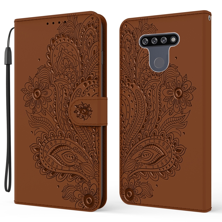 

For LG K51 3D Peacock Embossed Pattern Horizontal Flip Leather Case with Holder & Card Slot & Wallet & Lanyard(Brown)